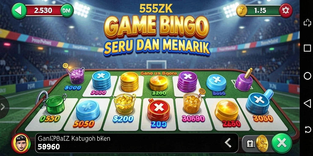 Screenshot gameplay 555ZK yang menarik dengan suasana Bingo yang seru.