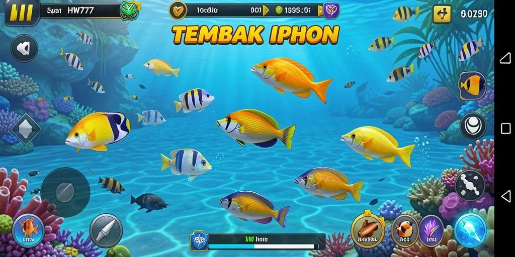 Tampilan gameplay menembak ikan yang seru dan mendebarkan.