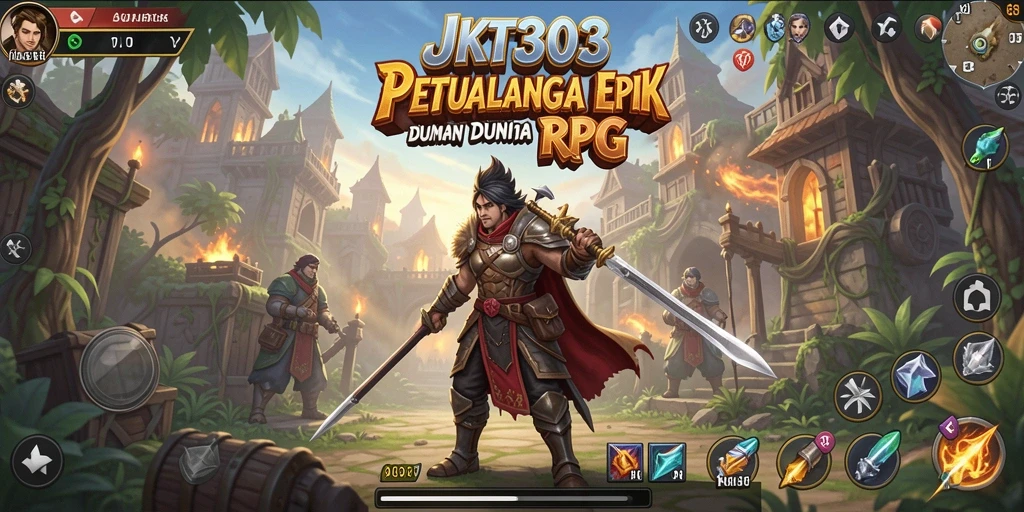 Tangkapan layar utama JKT303 menampilkan pertarungan seru di dunia RPG.