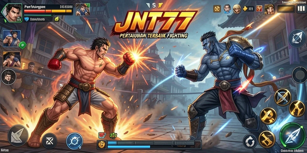 Tampilan gameplay JNT777 yang mendebarkan dalam pertarungan Fighting.