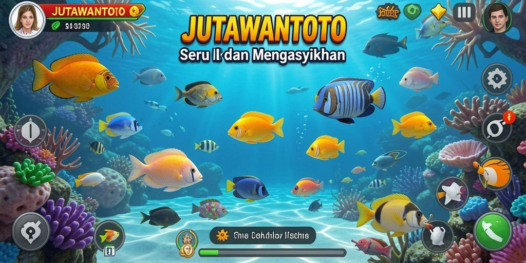 Tampilan gameplay seru JUTAWANTOTO saat menangkap ikan.
