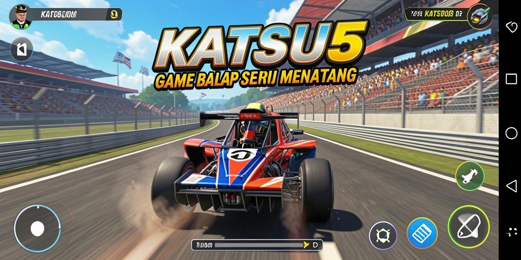 Gameplay KATSU5 menampilkan aksi balap yang mendebarkan dan grafis menakjubkan.