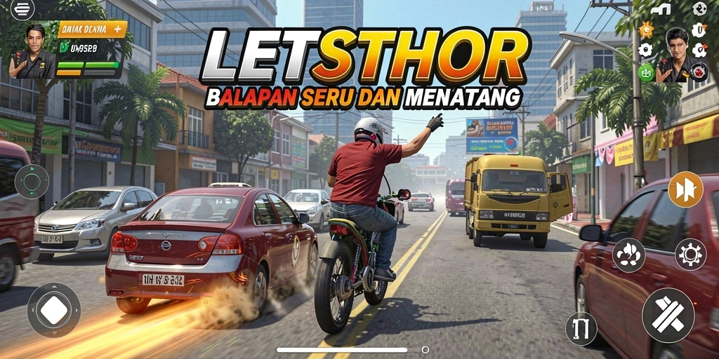 Tangkapan layar LETSTHOR menunjukkan aksi balapan yang mendebarkan.