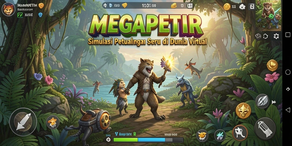 Tampilan gameplay menarik dalam <strong>MEGAPETIR</strong>, dengan lingkungan yang hidup dan interaktif.