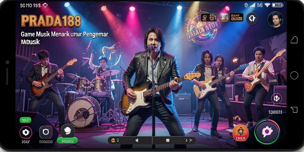 Tangkapan layar utama PRADA188 menampilkan gameplay musik yang dinamis.