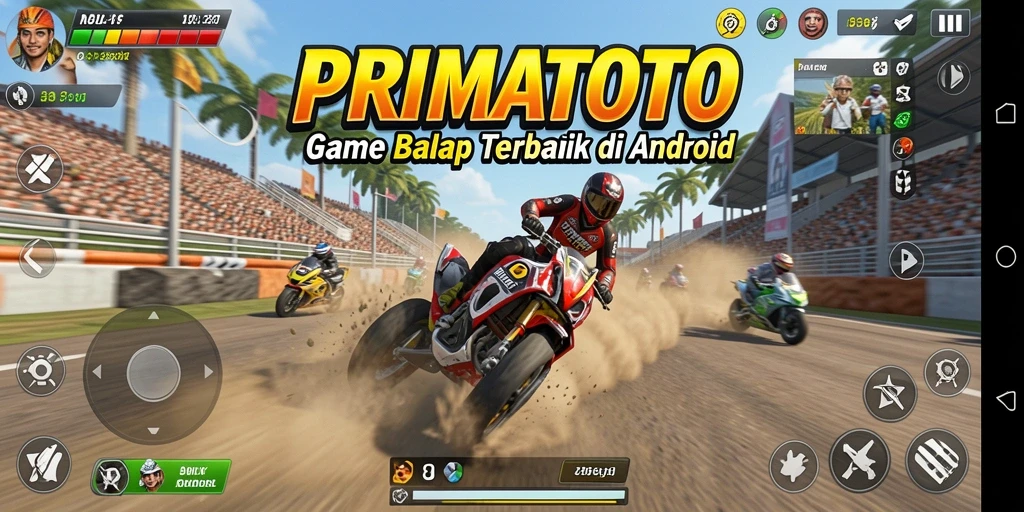 Tampilan menarik dari gameplay balap di PRIMATOTO.