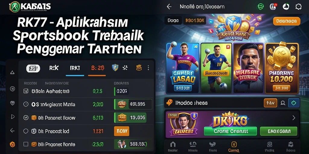 Screenshot utama RK77 menampilkan antarmuka taruhan olahraga yang dinamis.