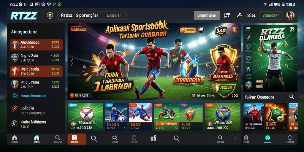 Tangkapan layar gameplay RTZZ menampilkan antarmuka sportsbook yang menarik.