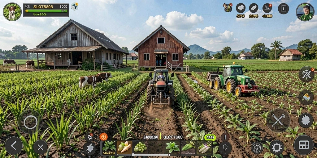 Gameplay SLOT8808 menampilkan aktivitas pertanian yang menyenangkan.