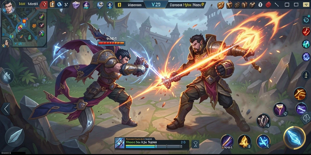 Gameplay intens di arena V21 dengan karakter unik.