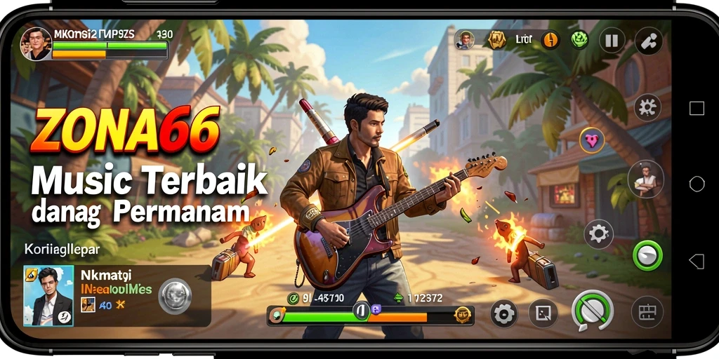 Screenshot gameplay ZONA66 menampilkan pemain menikmati musik dan tantangan.
